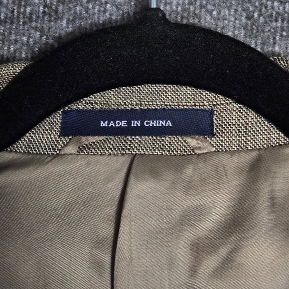 Ralph Lauren Blue Label Wool Silk Beige Check Plaid Pattern Blazer Coat Sz 52 R - Picture 5 of 12